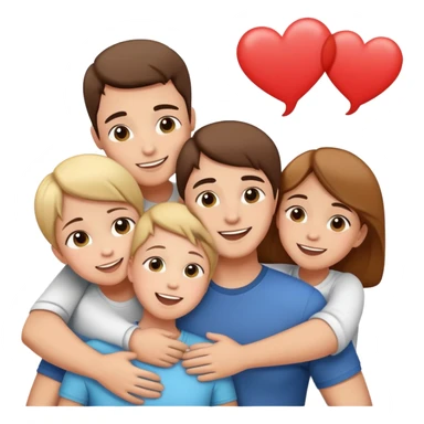 family hugging with a speech bubble saying I love you, cheerful and expressive sticker