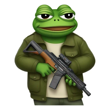 Pepe the frog with an assault gun sticker