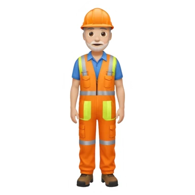 older engineer hi-vis orange overalls full body holding nothing sticker