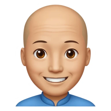 chineese man with a bald head and ponytail in the middle sticker