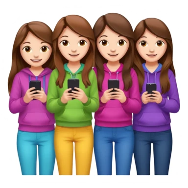 group of cute teenage girls with long hair sticker