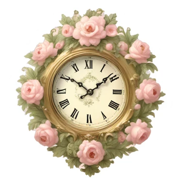 vintage rococo light pink dainty floral clock sticker