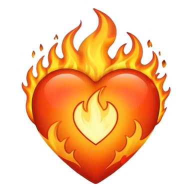 red heart in fire sticker