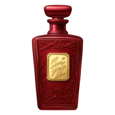Dark red vintage French style perfume bottle with red camellias sticker