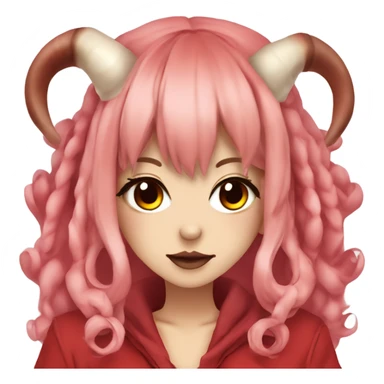 hime gyaru oni girl, red skin, horns sticker