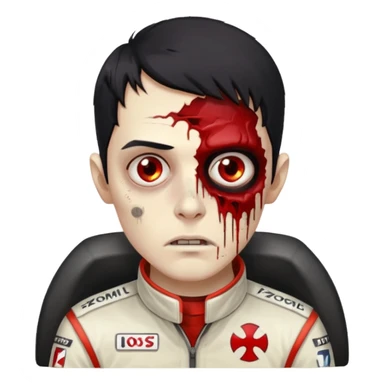 black haired zombie formula 1 racer sticker