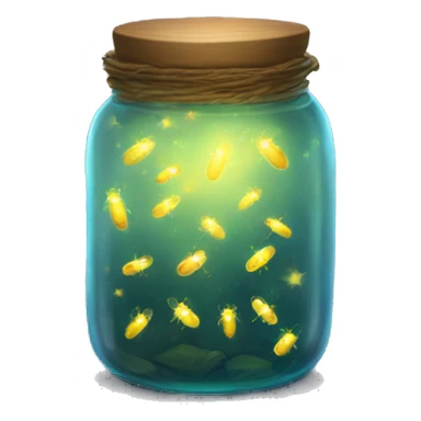 Realistic glowing jar filled with fireflies sticker