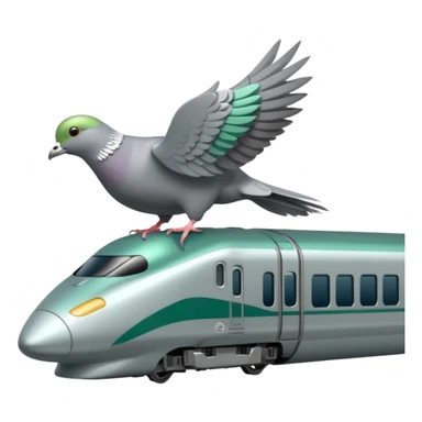 Shinkansen green and pigeon is standing on the platform sticker