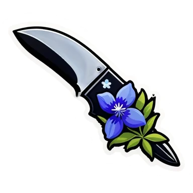 Black crossed Bowie knife and bluebonnet sticker