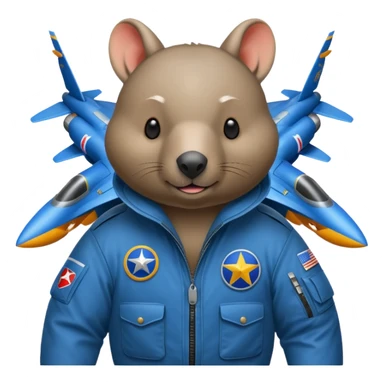 Wombat flying a fighter jet sticker