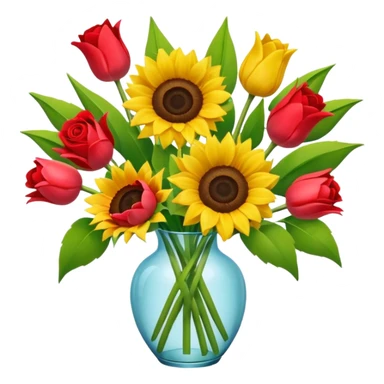 A mix bouquet of roses, Sunflowers and Tulips sticker