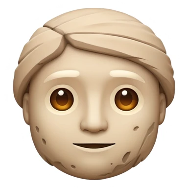 Please generate a set of unique emoji smiley faces inspired by stone man. Make emoji modern, bright and minimalistic, with clear lines and expressive faces conveying different emotions. Each emoji should be optimized for messenger use and made in desert style, browns, beige colors. sticker