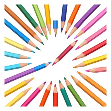 Cinematic Realistic image of a set of finely sharpened colouring pencils arranged neatly on crisp paper, rendered with vibrant hues and detailed pencil textures, illuminated by soft, creative lighting that captures the spirit of artistic expression sticker