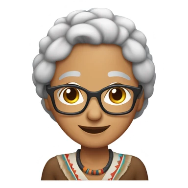 smiling elderly Native American woman with glasses sticker