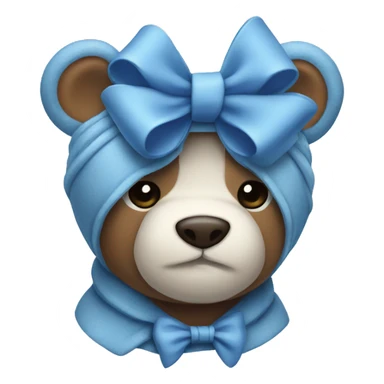 blue colored teddy with white bow sticker