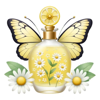 Lemon perfume with Daisy flowers, and butterfly, pastel aesthetic, pastelcore sticker