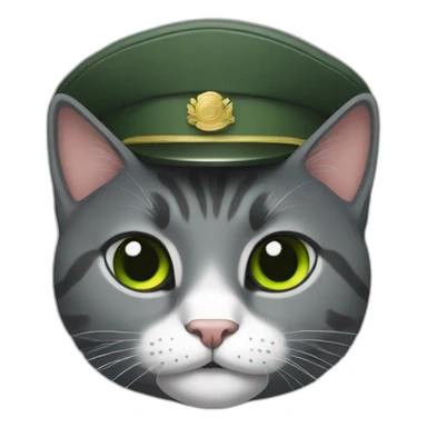dark-gray-cat-with-white-forehead-and-green-military-hat sticker