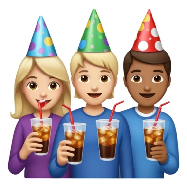 A group of hungry people having soda. sticker