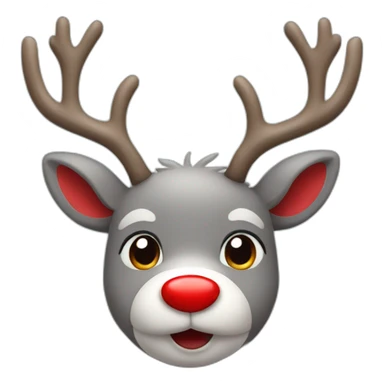 Cute grey reindeer red nose sticker