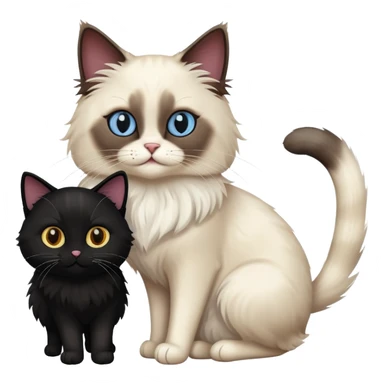 A ragdoll cat and a black cat together sticker