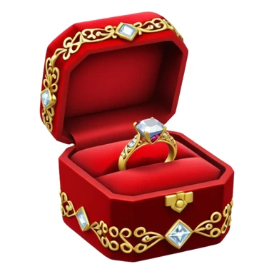 diamond ring in a red box with a black backing sticker