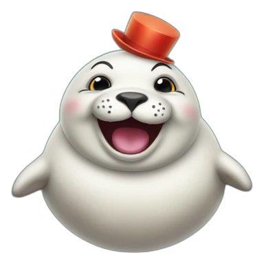 fat happy seal clown sticker