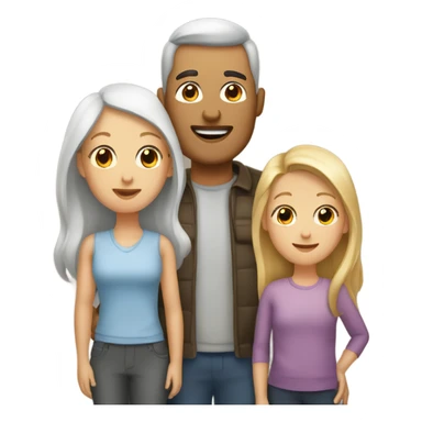 White family mom and dad with two girl daughters sticker
