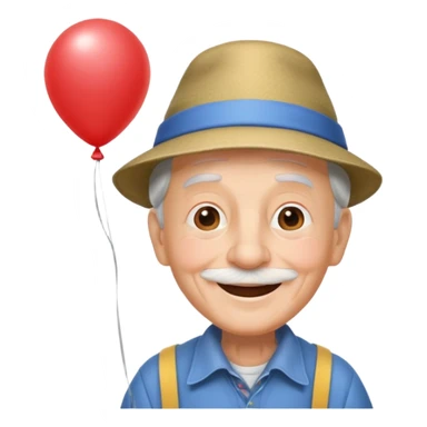 Grandpa floating with balloon sticker