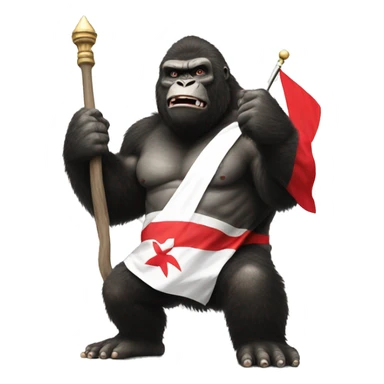 king kong holding japan flag sticker