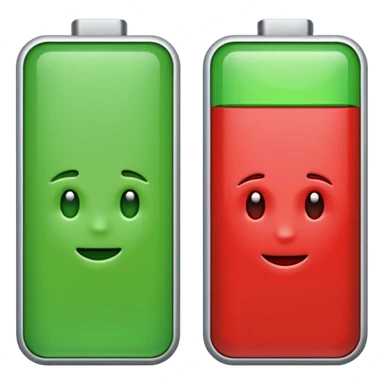 I want a emoji of low battery ang high battery, the low battery's collor is red and the high battery's color is green sticker