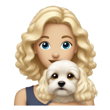 Blonde girl with blue eyes and blonde maltipoo sticker