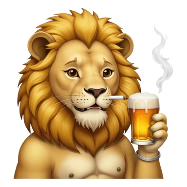 lion qui fume un join et bois une bière  sticker