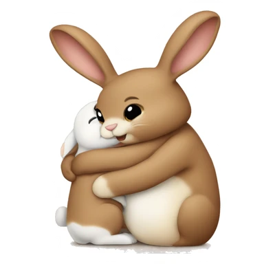 Brown bunny hugging beige bunny sticker