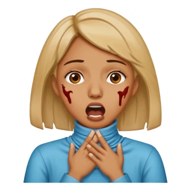 female choking her neck with hands with mouth opened emoji sticker