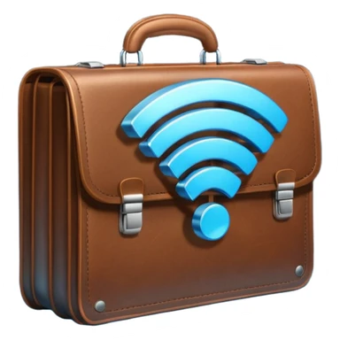 open wifi icon money filled briefcase sticker