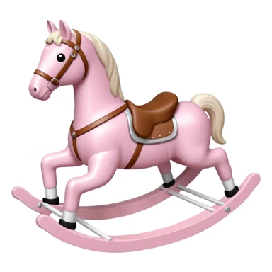 Light pink rocking horse toy for kids with white legs sticker