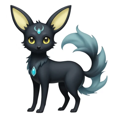 Shadowy Matte-Black Mysterious Wispy-Aura Fog-Veiled Elegant Umbreon-Fionbri-fusion-creature (full body) sticker