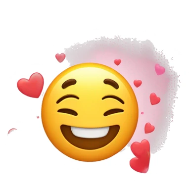 Bashful emoji with hearts fluttering around head sticker