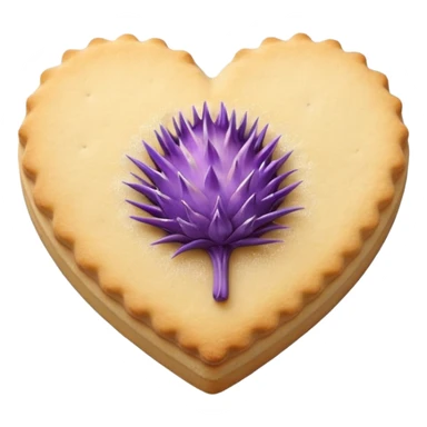 Realistic shortbread cookie in the shape of a heart with Thistle jelly middle filling and sprinkled powder sugar on top. sticker