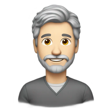 Happily inattentive and hyperactive man with brown hair and a grey beard sticker
