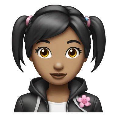 Hello kitty girl with a black straigth hair sticker