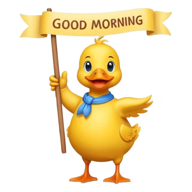 Duck with inspirational good morning banner sticker