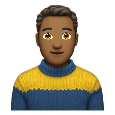 Man in blue and yellow sweater sticker