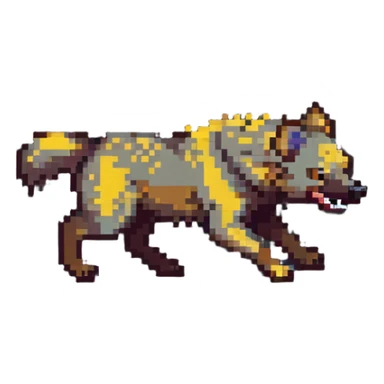 hyena running in pixel art style sticker