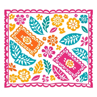 colorful papel picado Mexican banner decoration sticker