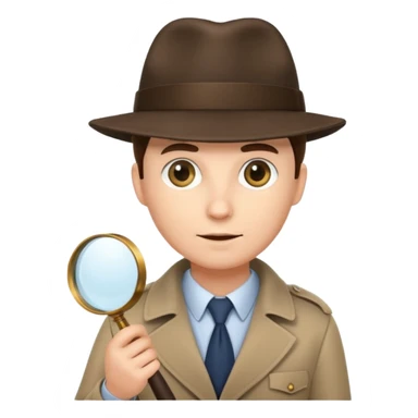 a detective with a hat and a magnifying glass sticker
