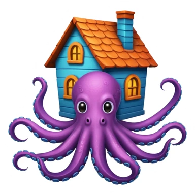 a octupus with a house on the back sticker