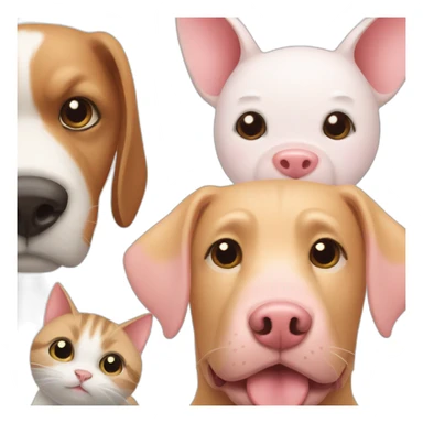 Cat and dog and pig sticker