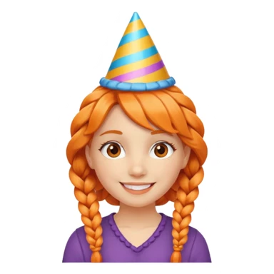 party hatted orange braided haired girl sticker