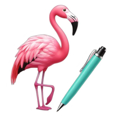 Flamingo with a pen sticker